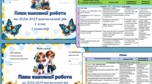 План виховної роботи 1 клас на І-II семестр 2024 / 2025 н. р.