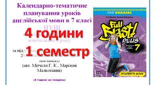 КТП уроків англійської мови в 7 класі НУШ  1 семестр (4 години) Мітчелл