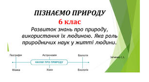 6 клас. Презентація "Розвиток знань про природу, використання їх людиною. Яка роль природничих наук у житті людини"