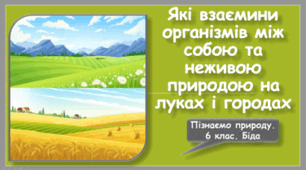 Які взаємини організмів між собою та неживою природою на луках і городах
