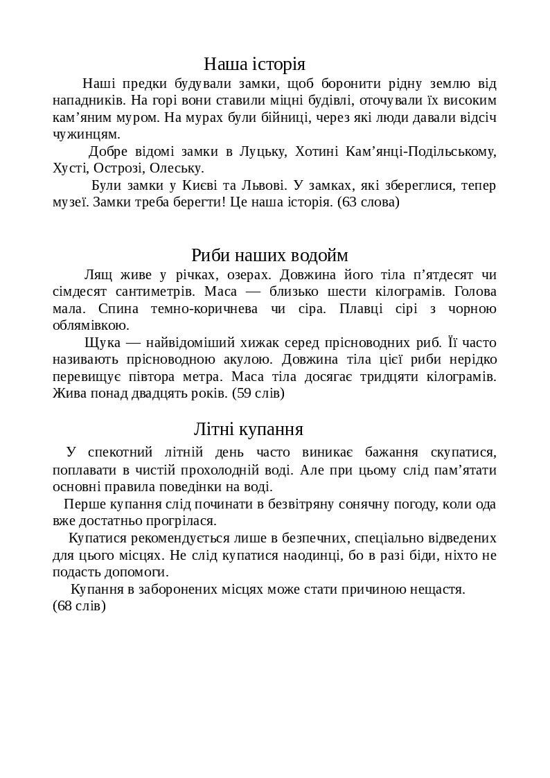Тексти диктантів (4 клас) | Інші методичні матеріали. Українська мова