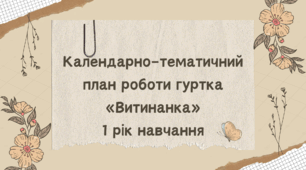 Календарно-тематичний план роботи гуртка  «Витинанка» 1 рік навчання