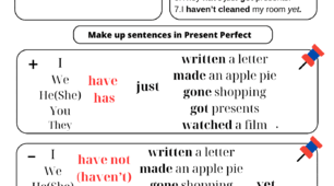 Work Sheets “Present Simple “, “ Present Perfect “