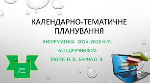 Календарно-тематичне планування з інформатики. 2024-2025 н/р. за підручником Морзе Н.В. (1,5 години на тиждень)