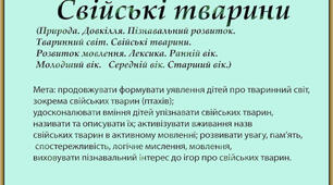Свійські тварини(Природа. Довкілля. Пізнавальний розвиток. Тваринний світ. Свійські тварини. Розвиток мовлення. Лексика. Ранній вік. Молодший вік. Середній вік. Старший вік.