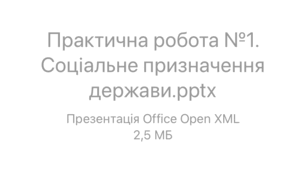 Практична робота №1 «Соціальне призначення держави»