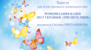 Заняття з розвитку мовлення для дітей середнього дошкільного віку: РОЗПОВІДАННЯ КАЗКИ ЛЕСІ УКРАЇНКИ "ТРИ МЕТЕЛИКИ"