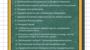 Орієнтовний перелік бесід з безпеки життєдіяльності на 2024-2025 навчальний рік