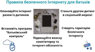 Плакат" Правила безпечного Інтернету для батьків"