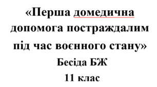 Бесіда з БЖ (безпеки життєдіяльності) «Перша домедична допомога постраждалим  під час воєнного стану»