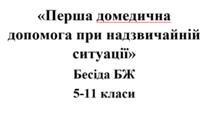 Бесіда з БЖ (безпеки життєдіяльності) «Перша домедична допомога при надзвичайній ситуації»