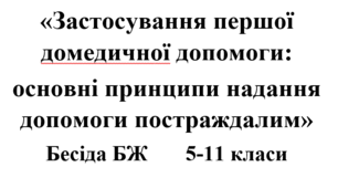 Бесіда з БЖ (безпеки життєдіяльності) «Застосування першої домедичної допомоги:  основні принципи надання допомоги постраждалим»