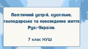 Політичний устрій, суспільне, господарське та повсякденне життя Русі-України. НУШ