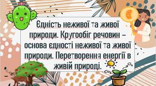 Єдність неживої та живої природи. Кругообіг речовин – основа єдності неживої та живої природи. Перетворення енергії в живій природі.