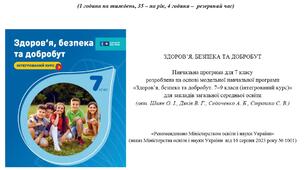 Календарно-тематичне планування "Здоров'я, безпека та добробут" (7 клас, НУШ, 1 год.) за програмою Шиян. Відповідає підручнику (автори Шиян О. І., Дяків В. Г., Седоченко А. Б., Тагліна О. В.)