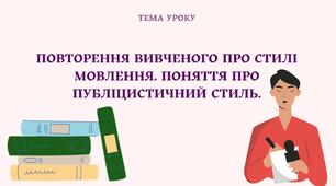 Повторення вивченого про стилі мовлення. Поняття про публіцистичний стиль.