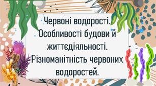 Червоні водорості. Особливості будови й життєдіяльності. Різноманітність червоних водоростей.