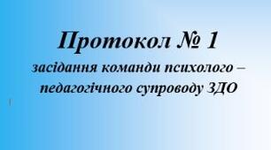 Протокол № 1 команди психолого-педагогічного супроводу ЗДО - 2024