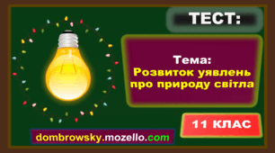 Тест за темою: «Розвиток уявлень про природу світла»