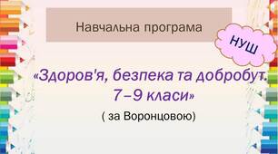 Навчальна програма  «Здоров’я, безпека та добробут.  7-9 класи (за Воронцовою)