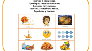 Мнемотаблиця  для розучування вірша "Листопад!"