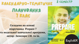 PREPARE 7. КТП 7 клас НУШ ІІ семестр 4 годин на тиждень