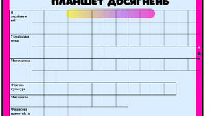 Система оцінювання "Планшет досягнень"  для учнів початкових класів або для дитини з ООП