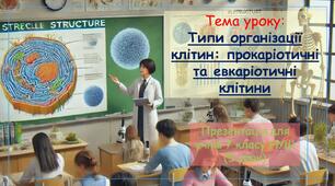 Презентація для учнів 7 класу НУШ (5 урок) на тему: Типи організації клітин: прокаріотичні та евкаріотичні клітини.