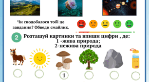Чотири робочі картки для учнів 5 класу ( Пізнаємо природу) з особливими освітніми потребами (ООП).