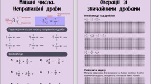 Робочі аркуші. Математика. 5 клас. НУШ. Звичайні дроби