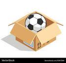 Soccer ball in a box isolated over white Vector Image