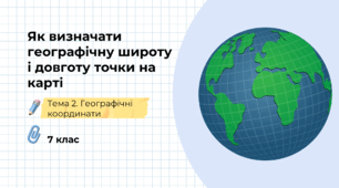 Презентація на тему: "Як визначати географічну широту і довготу точки на карті", 7 клас НУШ