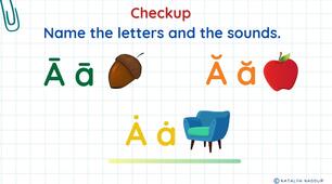 STREAM ABC Reading. Lesson 6: Check-Up and Revision of Letter A and Sounds Ā ā, Ă ă, and Ȧ ȧ
