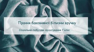 Презентація "Прання бавовняної білизни вручну" СПО 7 клас