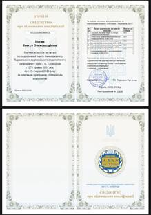  Свідоцтво про підвищення кваліфікації