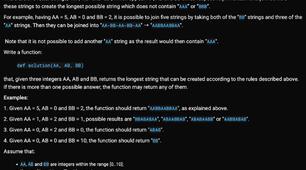 C# Task Solution There are two-letter strings, "AA", "AB" and "BB"...
