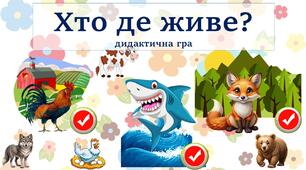 Хто де живе? Дидактична гра для дітей молодшого дошкільного віку. Презентація.