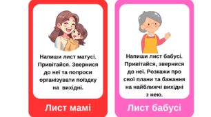 Картки для уроку української мови. Написання листа. Звертання. Лист.