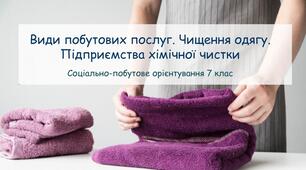 Презентація "Види побутових послуг. Чищення одягу. Підприємства хімічної чистки" СПО 7 клас