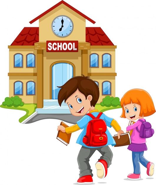 Premium Vector | Little kids go to school
