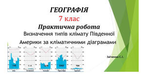 7 клас. Презентація "Практична робота. Визначення типів клімату Південної Америки за кліматичними діаграмами"
