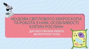 Біологія НУШ 7 клас Діагностувальна робота з теми: «Будова світлового мікроскопа та робота з ним. Особливості клітин рослин. Фотосинтез. Дихання»