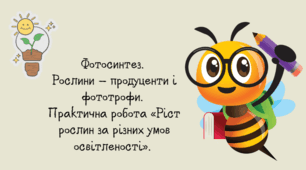 Фотосинтез. Рослини – продуценти і фототрофи. Практична робота «Ріст рослин за різних умов освітленості».