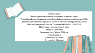 КТП Математика 3клас  Н. Листопад