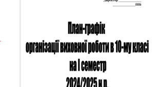 План виховної роботи 10 клас 2024/2025 н.р.