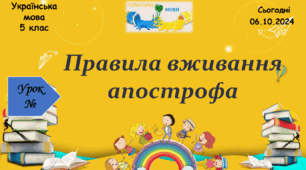Навчальна презентація для 6 класу "Правила вживання апострофа"
