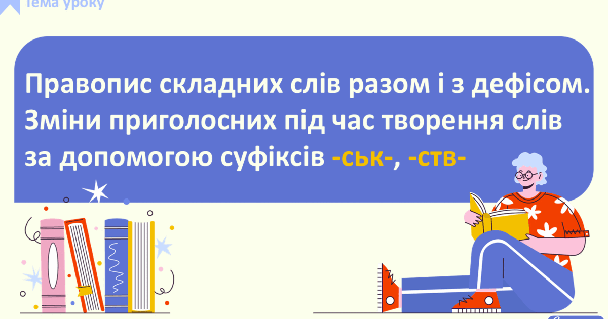 Правопис складних слів разом і з дефісом. Зміни приголосних під час ...