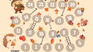 Шаблон настільна гра. Осінь. Autumn boardgame.