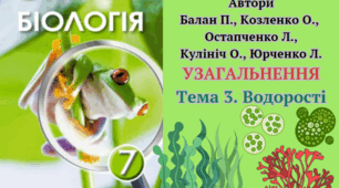 Узагальнення. Тема 3. Водорості. 7 клас НУШ