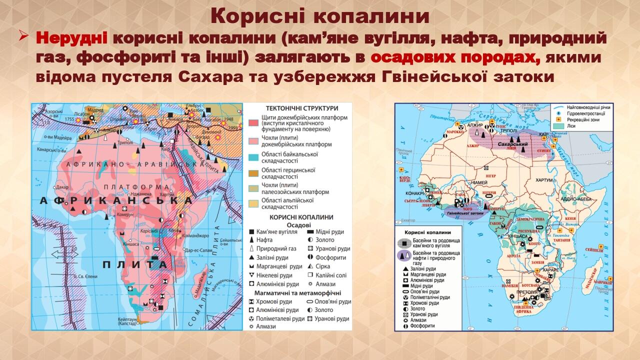 Корисні копалини Нерудні корисні копалини (кам’яне вугілля, нафта, природний газ, фосфориті та інші) залягають в осадових породах, якими відома пус...